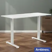 Ambiness Höhenverstellbarer Schreibtisch FlexxPro | Durchgehende Arbeitsplatte | Inkl. LED-Bedienfeld & Kabeldurchführung | elektrisch stufenlos & ergonomisch | 135x60cm Weiß