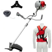 Ikra Benzin Freischneider IBF 4342 | 1250 Watt | 1,3l Tank | Fadenspule 42 cm Schnittbreite | 3-Zahn-Messer Ø 25,5 cm | Profi-Schultergurt