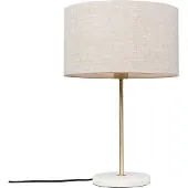 QAZQA - Modern Messing Tischlampe mit grauem Schirm 35 cm - Kaso I Wohnzimmer I Schlafzimmer - Stahl Rund - LED geeignet E27