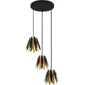 LUCANDE Lounit Hängelampe, schwarz-gold, 3-flammig