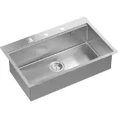 Quadron Spülbecken 1-Becken Spüle | Größe: 76 x 49 x 21 cm | BURT 110 | Küchenspüle Glass & Edelstahl mit Siphon | Gebürsteter Stahl
