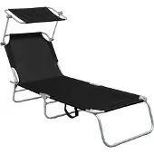 Linder Exclusiv GmbH 3-Bein-Gartenliege mit Dach, Farbe Schwarz