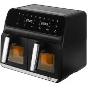 Adler AD 6315 Heißluftfritteuse mit Sichtfenster 8L Airfryer 2 Fächer schwarz