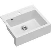Quadron Spülbecken 2-Becken Spüle | Größe: 59,5 x 54 x 20,5 cm | BILL 110 | Granitspüle aus GraniteQ mit Siphon | Weiß + Stahl