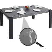 Mendler Esstisch MCW-L53, Tisch Küchentisch Esszimmertisch, Industrial Metall 140x80cm Marmor-Optik grau