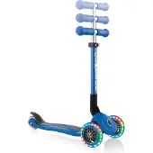 Globber JUNIOR FOLDABLE LIGHTS – Tretroller, 120/80 mm, ABEC 5, 3-rädrig, LED-Leuchtrollen, dunkelblau