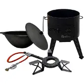 Grillpeter Utschak mit Kazan 16 L aus Gusseise Gasbrenner Feuerofen Set