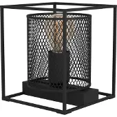 Eglo Tischlampe Catterick, eckige Nachttischlampe im Industrial Design, Tischleuchte, Gitter Lampe für Wohnzimmer und Schlafzimmer, E27