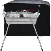 Grillpeter Mangal Ararat Edelstahl 2mm Schaschlikgrill mit 9er Drehspieß Haube Elektromotor