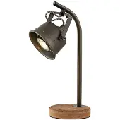 LINDBY Tischlampe Rubinjo, 37cm, schwarz, Holz, Metall, GU10