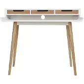Miliboo - Skandinavischer Schreibtisch weißes Holz mit Aufbewahrungsmöglichkeiten OPUS
