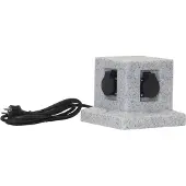 Star Trading Gartensteckdose Plugge - Granitoptik - für 4 Stecker - 2 m Zuleitung