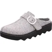 Rohde Damen Pantoffel Softfilz Hausschuh mit Plateau und Schnalle Foggia-D 6117, Größe:39 EU, Farbe:Grau