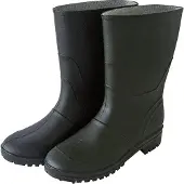 Car Mel Shoes Halbhohe schwarze Gummistiefel Größe 45 aus PVC und Textil mit rutschfester Laufsohle und Spatenschutz