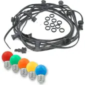 SPICELITE Illu-/Partylichterkette BLACKY 20m - Außenlichterkette schwarz - 20x E27 bunte LED Kugellampen