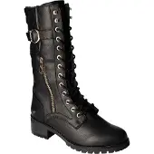 Mustang Damen Stiefel Langschaft Warmfutter goldfarbene Schnalle 1435-602, Größe:40 EU, Farbe:Schwarz