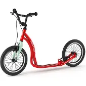 Yedoo Frida & Fred Kinder Alloy Roller Scooter Tretroller - für Kinder ab 7 Jahre, mit Luftreifen 16/16, Reflexelementen und verstellbarem Lenker Rot