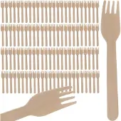 Ruhhy Einweg-Gabel Set 100 Stück Holzbesteck Gabel umweltfreundlich 20697