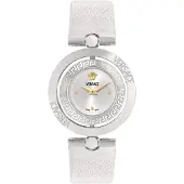 Versace VEHFA0125 Eon Restyling silber gold weiss Leder Damen Uhr NEU
