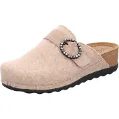 Rohde Damen Pantoffel Softfilz Hausschuh mit Lederdecksohle Soave-40 6055, Größe:37 EU, Farbe:Beige