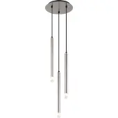 Globo Lighting Hängeleuchte Metall Nickel matt, Metall Nickel matt, Acryl satiniert, klar, Kabel PVC schwarz, ø: 240mm, H: 1200mm, exkl. 3x G9 LED 4W 230V
