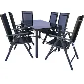 VCM 7 tlg. Gartenmöbel Set | Sitzgruppe Essgruppe | 1x Tisch, 6x Stühle | Tisch Maße ca. H. 76 x B. 140 x T. 80 cm | Stühle 140 SW