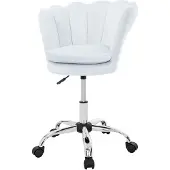 ML-Design Bürostuhl aus Samt Hellblau, Schminktisch Stuhl mit Muschel-Rückenlehne, Drehstuhl mit Rollen, Schreibtischstuhl höhenverstellbar Drehhocker