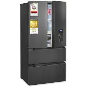 Exquisit Frenchdoor Kühlschrank, 506 Liter, Kühl-Gefrierkombination, No-Frost, LED, leise, Wasserspender, FD490-160-WS-202E inoxlook-az