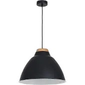 Licht-Erlebnisse Pendelleuchte Vintage "Skal" Schwarz Metall Holz Hängelampe Wohnzimmer Esszimmer Esstisch