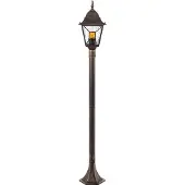 Brilliant klassische Außenstandleuchte JANEL | schwarz/gold | mit geeignetem Leuchtmittel dimmbar | Standlampe mit 1x E27 Fassung max. 60 Watt | Höhe 120cm | Metall/Glas | IP44