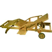 Linder Exclusiv GmbH Premium Teak Gartenliege multifunktional mit Rollen Seitentisch Teakliege 200cm