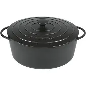 Küchenprofi Bratentopf Provence oval Gusseisen mit Deckel, 35 cm schwarz