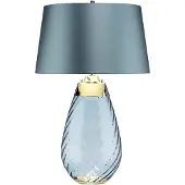 Elstead Lighting Elstead Lena Tischleuchte E27 74cm Blau getöntes Glas, Entenei-Blau Schirm Hellblau