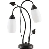 LINDBY Tischleuchte Stefania, schwarz/gold, Glas, E14, 40 cm