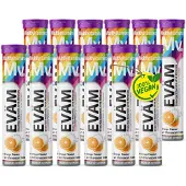 EVÄM Multivitamin Plus Brausetabletten – 10 Vitamine in 1 Tablette-vegan, made Germany- 12er Pack 240 St