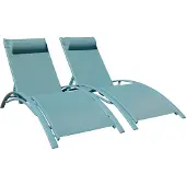Happy Garden 2erSet Sonnenliegen GALAPAGOS aus hellblauem Textilene - hellblaues Aluminium