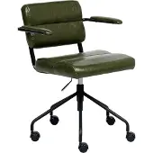 Beliani Bürostuhl Dunkelgrün Kunstleder Drehbar Höhenverstellbar mit Gepolsterten Armlehnen Wippfunktion Moderner Homeoffice Drehstuhl Schreibtischstuhl