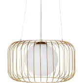 Beliani Pendelleuchte 1-Licht Decke Gold Metall Eisen Schirm Käfig Draht Industrieller Stil Wohnzimmer Schlafzimmer