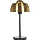Beliani Tischlampe Gold / Schwarz aus Metall 44 cm runder Schirm Kabel mit Schalter Industrie Look Modernes Design