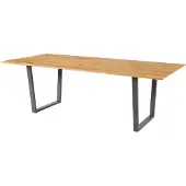 Diamond Garden Kufentisch Oxford 220 x 100 x 74 cm Recyceltes Teak Edelstahl Natur Dunkelgrau