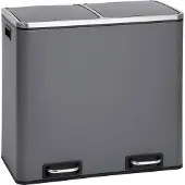 SVITA TM2X24 Mülleimer grau 48 Liter (2x24L) Treteimer Küche Papierkorb Mülltrenner Abfall Stahl Büro