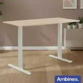 Ambiness Höhenverstellbarer Schreibtisch FlexxPro | Durchgehende Arbeitsplatte | Inkl. LED-Bedienfeld & Kabeldurchführung | elektrisch stufenlos & ergonomisch | 120x60cm Ahorn