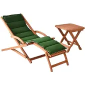 Merxx Gartenliegen Set Copa Cabana 2tlg., 1 Schwungliege inkl. Wendeauflage, Klapphocker 50 x 50 cm - Eukalyptus