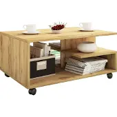 VCM Couchtisch "Holz Sofatisch Couchtisch Rollen rollbar Stango L", braun (honig, eiche), B:80cm T:50cm, Tische, Couchtisch