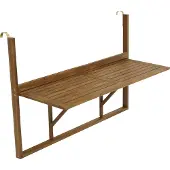 Degamo Balkonhängetisch Balkontisch Hängetisch 120x40cm klappbar, Akazie geölt