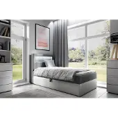 Fun-Möbel Boxspringbett Gästebett Kinderbett FABIAN Nr.1 80x200cm Weiss-Grau
