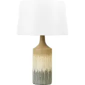 Beliani Tischlampe Beige und Grau Keramik Lackiert Sockel Stoffschirm Nachttischlampe Schreibtischleuchte Modernes Design