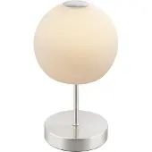 Globo Lighting Tischleuchte Metall Nickel matt, Glas opal, weiß, Touch Ein/Aus, ø: 150mm, H: 275mm, Kabellänge 1600mm, inkl. LED 5W 230V, 500lm Source, 360lm Output, 3000K