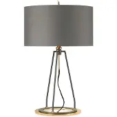 Elstead Lighting Elstead Ferrara Tischleuchte E27 Dunkelgrau Poliertes Gold Grau mit Metallic-Gold-Futter