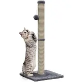 Avalo Kratzstamm für Katzen mit Spielball - 74 cm, platzsparender Kratzbaum Katze in Dunkelgrau | Modernes Design aus weichem Plüschstoff